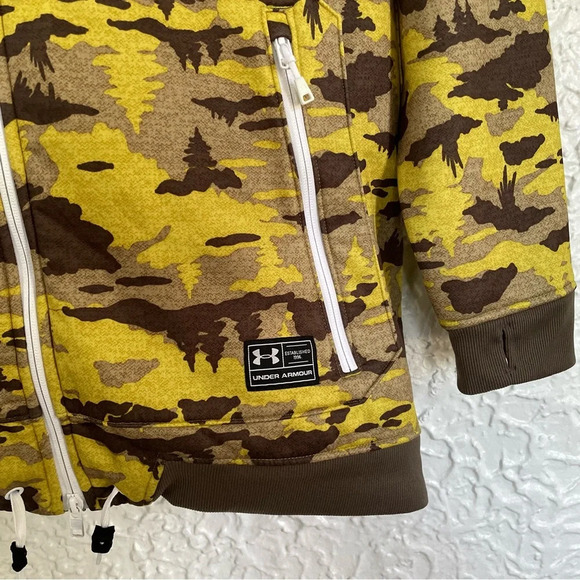 Men’s Under Armour Yellow Camo Forest Full Zip Hoodie Winter Jacket Size XL - Picture 5 of 10